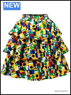 African Print Short Skirt Ankara Wax A-Line High Rise Knee-Length